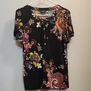 Liz Claiborne Black Multicolor Paisley Blouse (Z15)